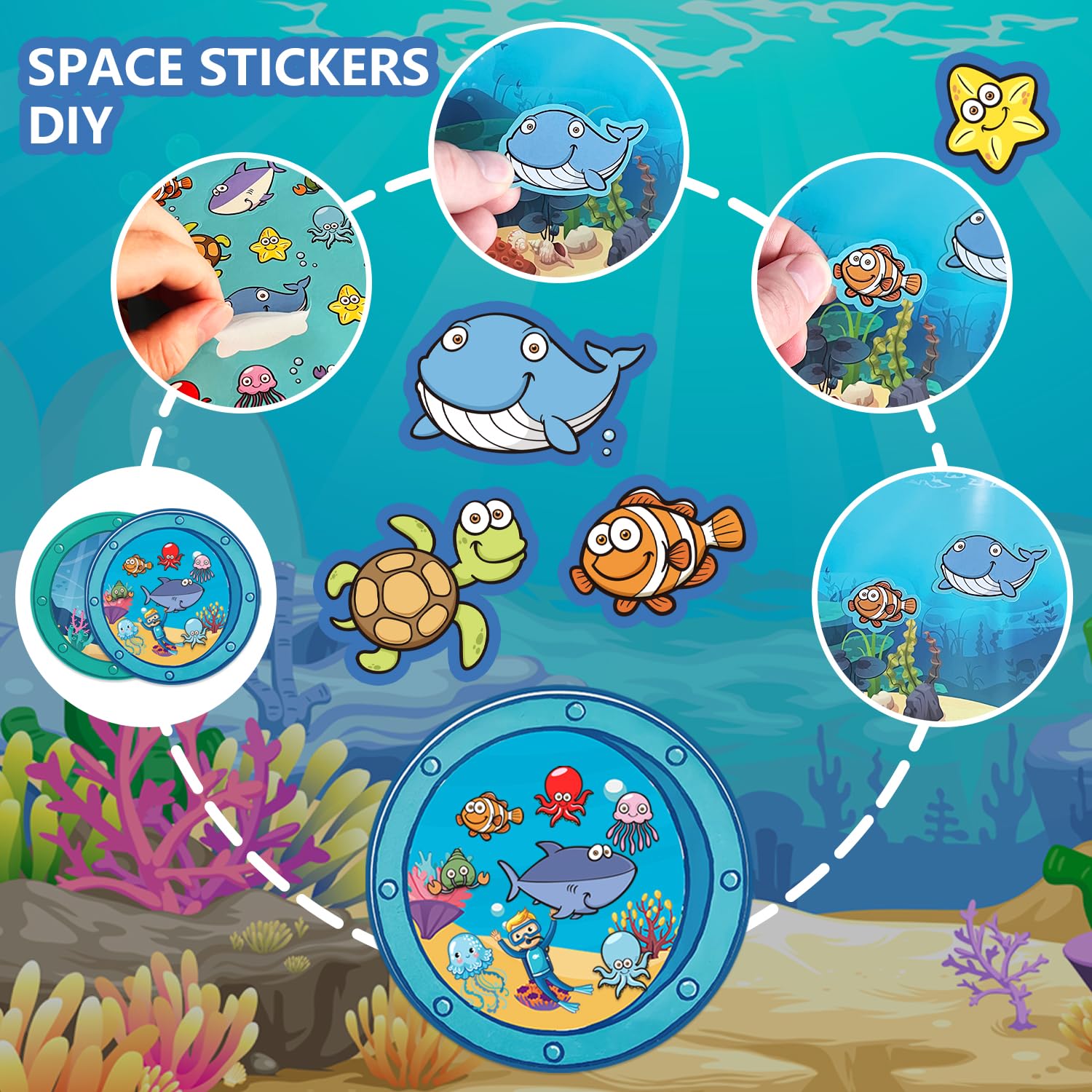 40 Sheets Ocean Stickers With Under The Sea Submarine Scenes, Diy Sea Life Animal Stickers Summer Crafts Activities For Kids, Classroom Party Favors