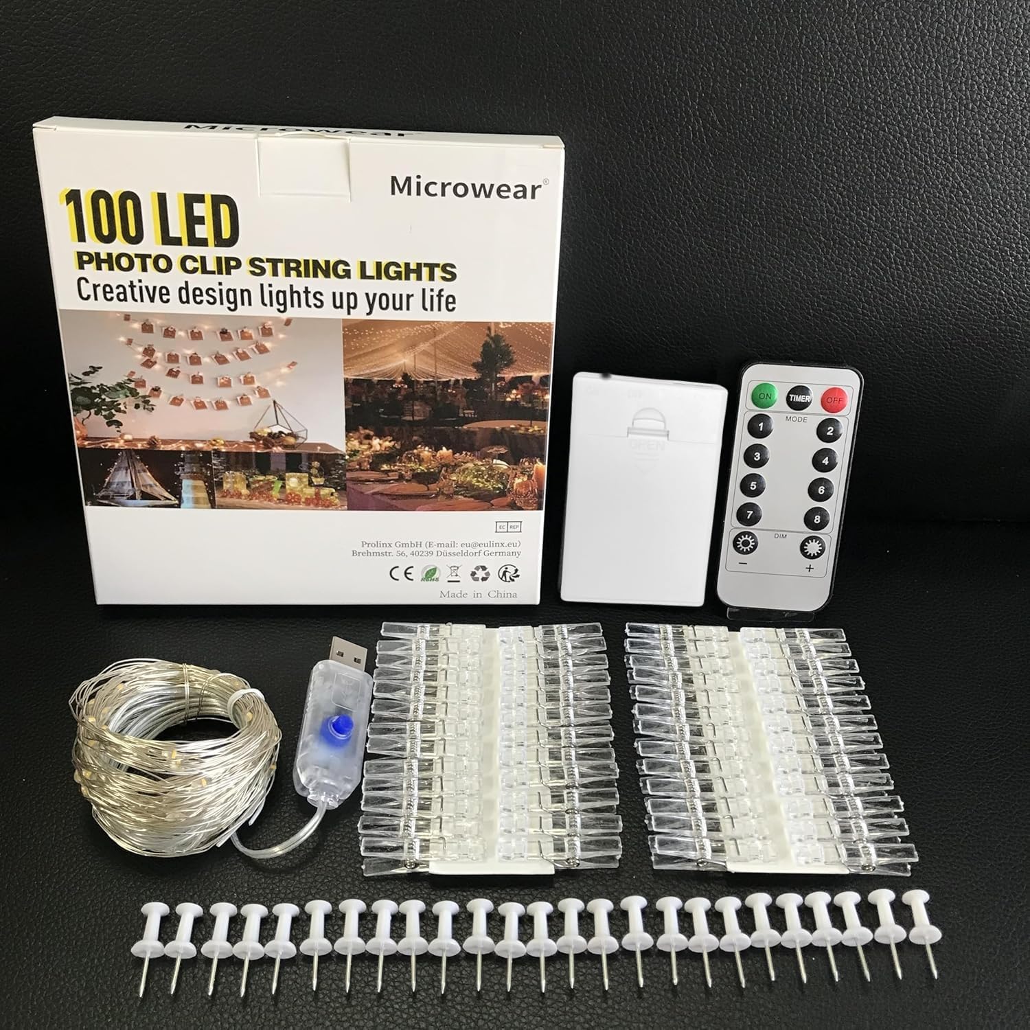 33Ft Photo Clip String Lights,Usb Or Battery Powered,8 Modes 100 Led 10M Hanging String Fairy Lights With Remote,Decorat