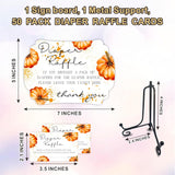 Autumn Diaper Party Game Set,Pumpkin,50 Pcs Diaper Raffle Tickets, 1 Wooden Sign & 1 Iron Stand, Gender Neutral Baby Shower Game Kit For Boys & Girl, Newborn Baby, Party Favor & Supplies - B03