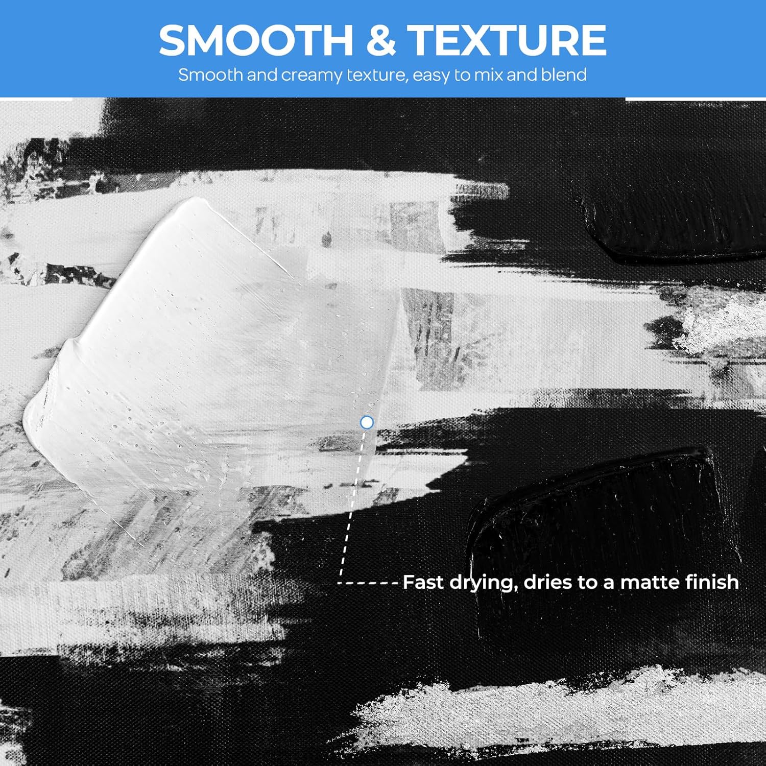 White & Black Large Acrylic Paint (16.9 Oz, 500 Ml), Rich Pigments, Non Toxic Craft Paint For Multi Surface, Canvas, Wood, Leather, Ceramic, Fabric - Art Painting Supplies For Beginners, Artists & Adults