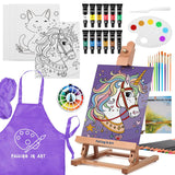 46 Pcs Acrylic Paint Set With Table Easel, Art Painting Kit With Acrylic Paints, Canvas Panels, Paintbrushes, Canvas Supplies Kit For Kids, Adults, Beginners, And Artists, Purple
