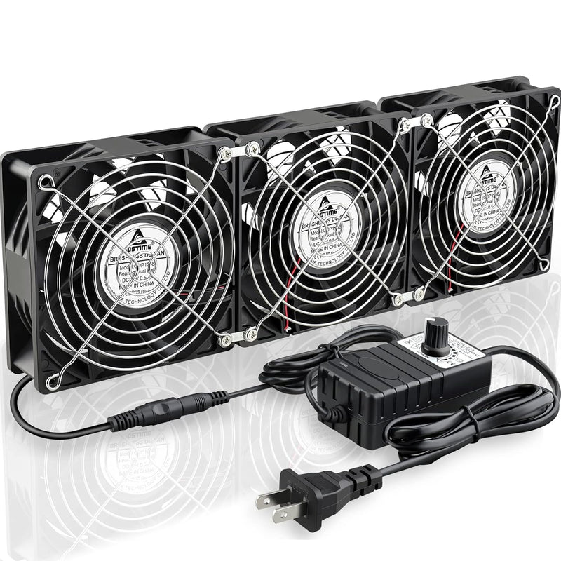 3X 120Mm Computer Fan With Ac Plug,110V To 240V Variable Speed Controller High