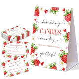 Strawberry Themed How Many Candies Are In The Jar, 1 Tabletop Sign And 50 Cards, Berry Sweet Baby Shower Decorations, Wedding Baby Shower Gender Reveal Event & Party Supplies