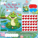 Pin The Heart On The Frog Valentines Games For Kids Valentines Party Games Supplies, Large Valentines Day Pin The Tail Games Poster With 36 Heart Stickers