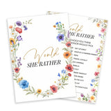 Wildflowers Wedding Games Cards, Would She Rather Games, Spring Flowers Theme Bridal Shower Game, Bachelorette Party Supplies Engagement Party Favors, Boho Bridal Shower Decorations -04