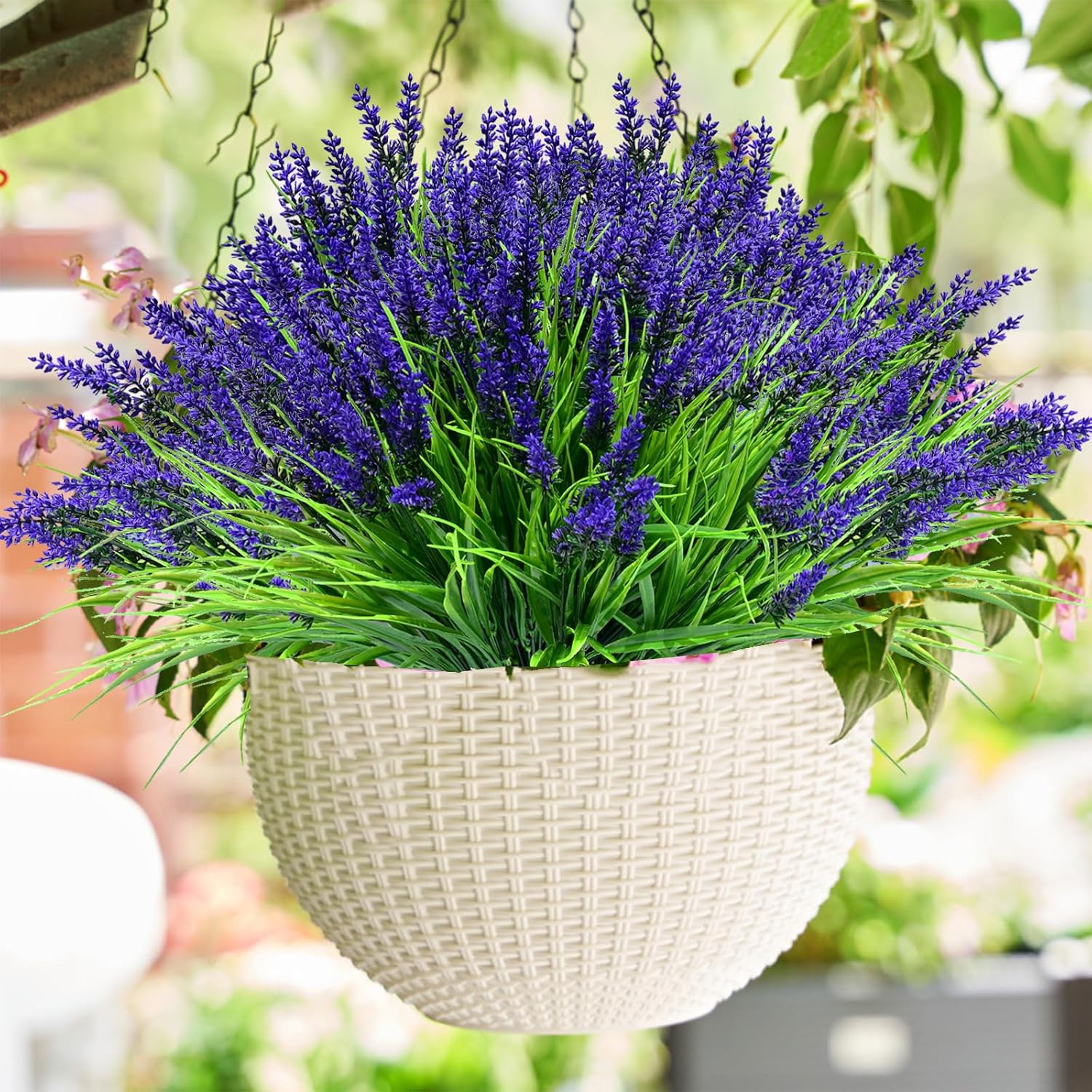 24Pcs Artificial Flowers For Outdoors – Uv Resistant Fake Flowers, Lavender Artificial Flowers Plastic Faux Plants For Garden Home Porch Hanging Planters Window Box Decor