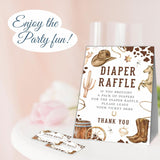 Diaper Raffle Baby Shower Game Kit - Western Cowboy - 1 Standing Sign + 50 Tickets - Gender Reveal Games, Announcement, Shower Party Decoration & Supplies - A04