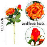 Fake Sunset Red Flowers, 6 Pcs Faux Silk Real Touch Moisturizing Artificial Rose Flowers For Wedding Decor,Flores Irosas Artificiales Para Decoracion(6, Orange)