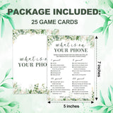 Bridal Shower Games – 25 Pcs Cards, Whats On Your Phone Wedding Game, Green Leaf Theme Wedding Games Cards, Bridal Shower Decorations, Engagement Party Game, Bachelorette Party Ideas -A20