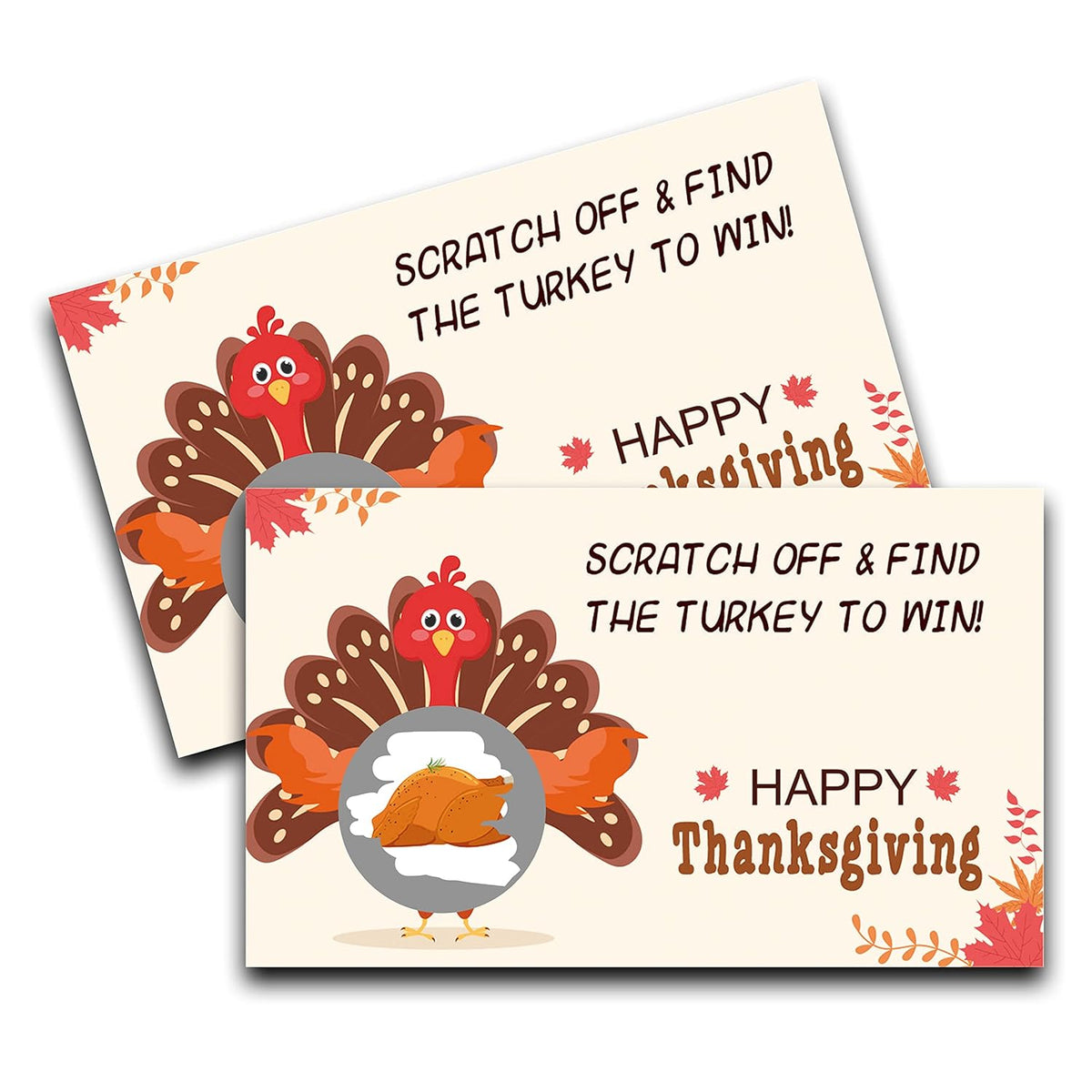 Happy Thanksgiving Scratch Off Game Cards, Pumpkin Lottery Raffle Tickets, Fall Festival Party Activities & Decorations, Autumn Harvest Games Ideas (50 Pack)-03