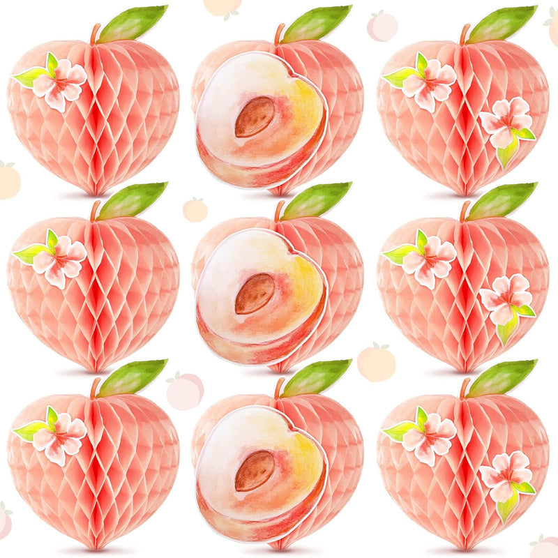 9 Pcs Peach Birthday Party Decorations Peach Honeycomb Centerpieces Ta