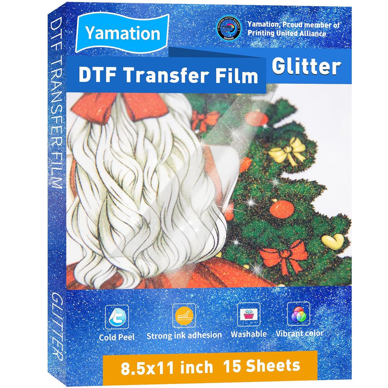 Dtf Glitter Transfer Film: 8.5" X 11"Inch 15 Sheets Pet Paper Glossy Clear Col