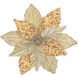 6Pcs Glitter Christmas Flowers 12 Inch Large Velvet Poinsettia Artificial Christmas Flowers Velvet Poinsettia Floral Picks Stems For Xmas Tree Decorations Wreaths Garland Wedding - Champagne
