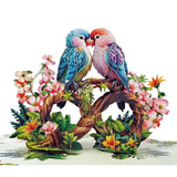 Valentines Day Card, Anniversary Card Pop Up, Wedding, Engagement, 3D Greeting Card (Parrot Couple)