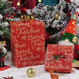 Red Christmas Wrapping Paper Roll 17Inch × 33Feet, Merry Christmas Snowflake Wrapping Paper Roll, Kraft Xmas Wrapping Paper, Red Gift Wrap Paper For Xmas Winter Holiday Gifts Crafts Party Decoration