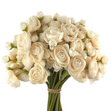 24Pcs Ranunculus Artificial Flower Faux Silk Mini Ranunculus Flowers For Diy Bouquet,Bulk Fake Wedding Filler Flowers For Centerpieces Arrangements Bridal Shower Decorations, Cream