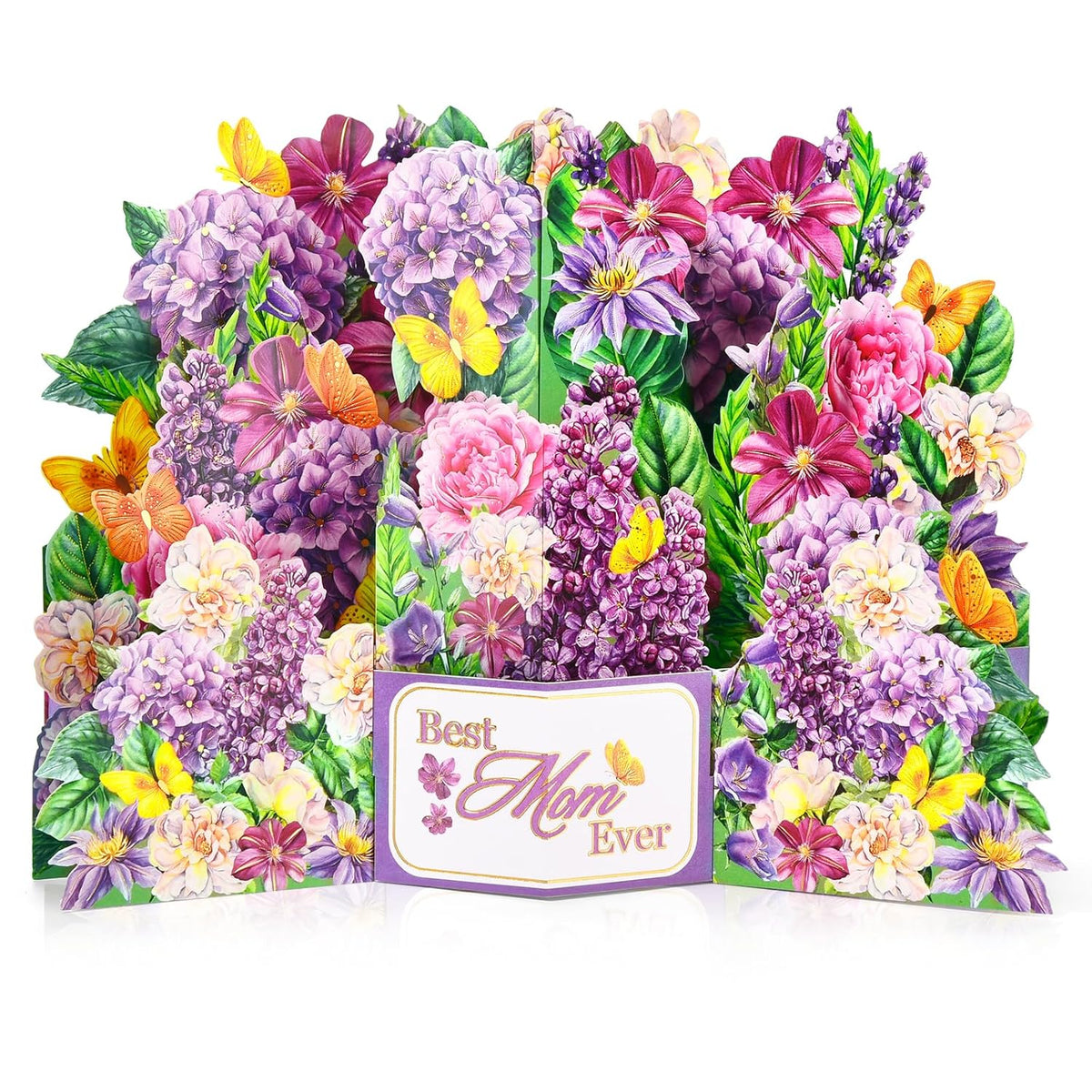 Happy Mother’S Day Pop Up Card, 3D Violet & Peony Best Mom Cards From Daughter Son, Flower Bouquet Popup Greeting Card Gift For Mother Wife Grandma-Cherish Her Smile With Blooming Surprise