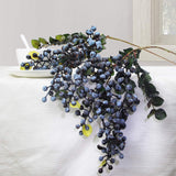 2Pcs Artificial Blueberries Fake Berries Stems Hanging Spray Frosted Blueberry Fall Floral Picks For Wreath Thanksgiving Decoration