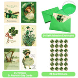 Treasure Cove St. Patrick's Day Card Set with Envelopes Green Shamrock Greeting Cards 24Pcs