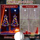 Christmas Window Lights, 2 Pack Lighted Metal Framed Xmas Tree Shaped Christmas Decorations With Suction Cups, Battery O