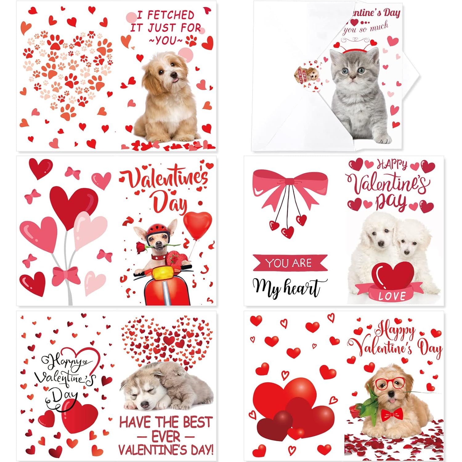 36 Sets Valentines Day Puppy Kitten Cards And Stickers Assortment Valentines Cards With Envelopes Valentine'S Day Party Greeting Card Kids Adults Teacher School Classroom Greeting Gifts