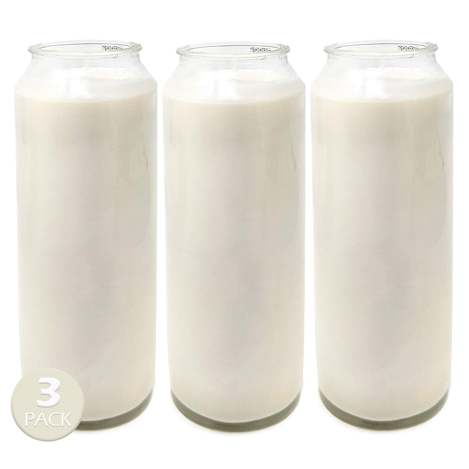 9 Day White Prayer Candle In Glass Jar- 3 Pack - Memory Candle For Religious, Memorial, Vigil And Emergency - 100% Vegetable Oil Wax