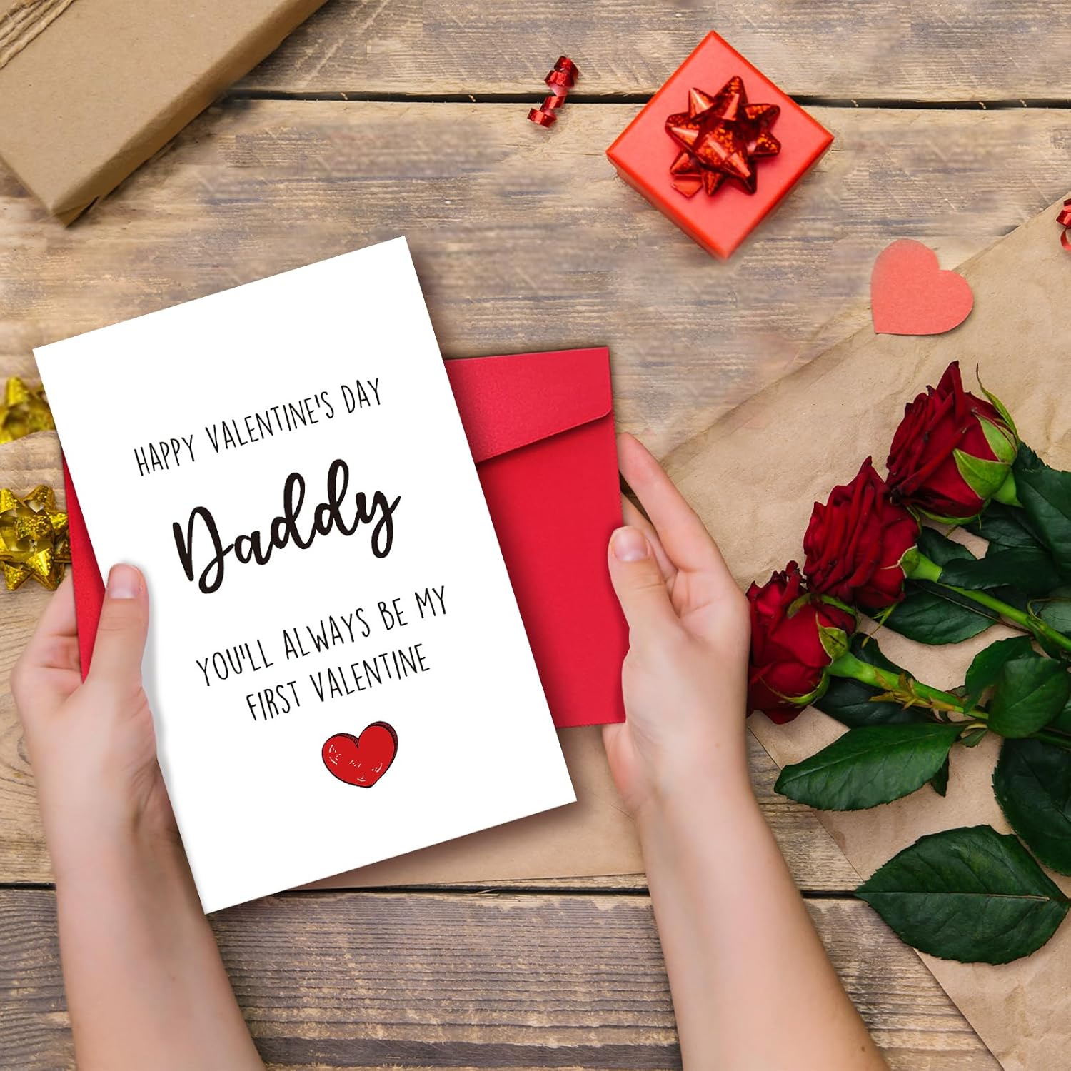 Funny Valentines Day Card For Dad, Daddy Valentines Day Card From Daughter For Father With Envelope Sticker, Blank Inside, Cute Valentine Gift