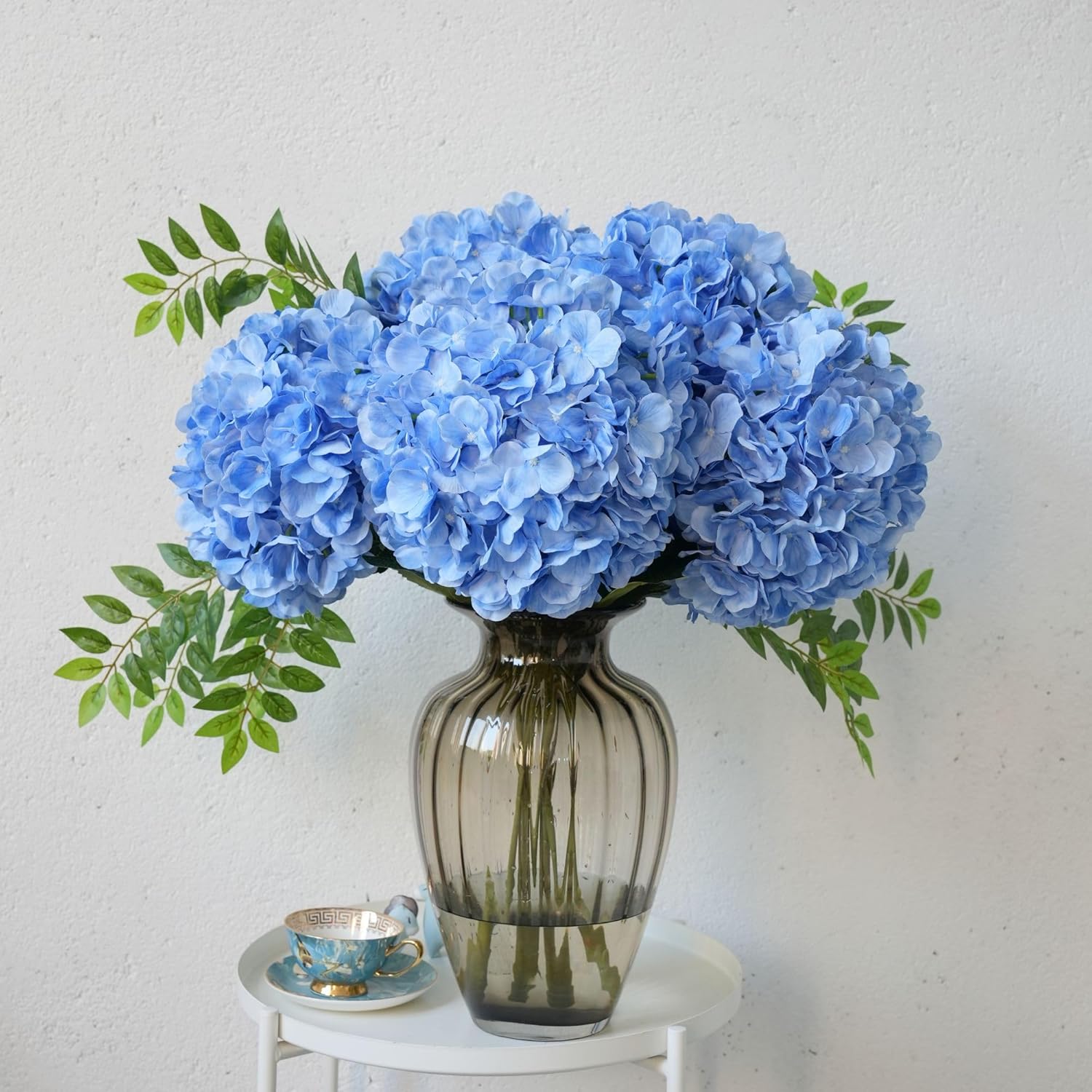 3 Pcs 26" Huge Extra Large Faux Silk Blue Hydrangea Artificial Flowers, Fake Flower With Long Stems, For Wedding Christmas Centerpiece Large Vase Home Decor