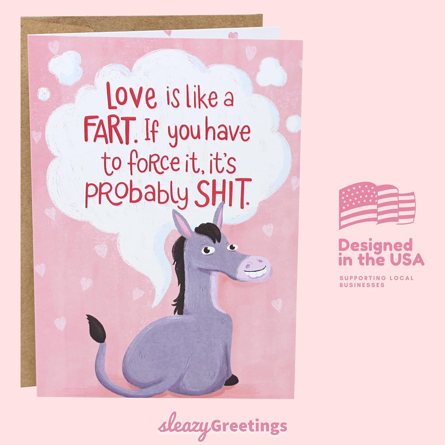 'Love Is Like A Fart' Funny Birthday Card For Him Or Her - Funny Anniversary Cards For Husband Or Wife - Funny Valentine'S Day Card - Love Is Like A Fart Card