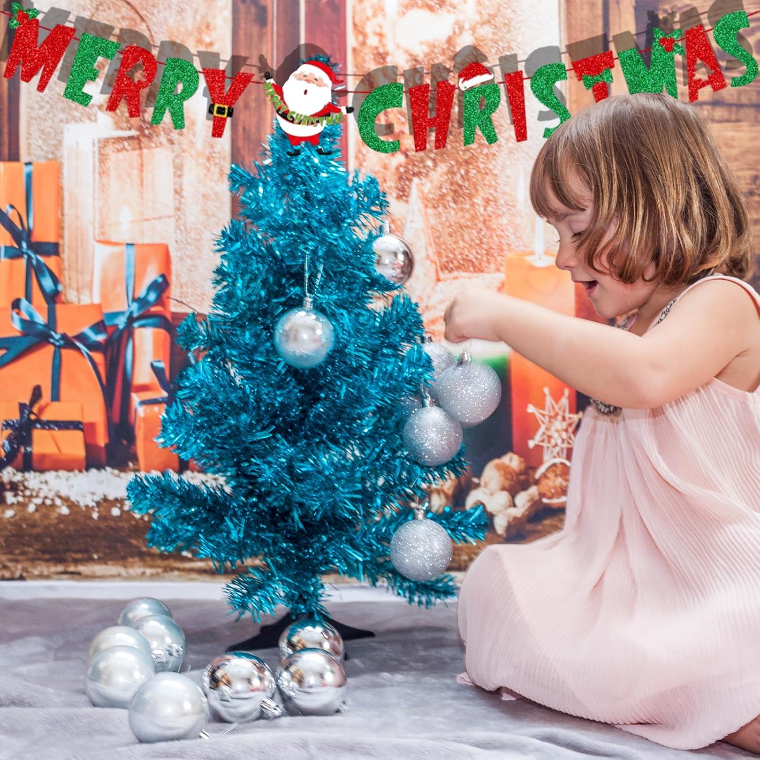 Merry Christmas Banner Glitter Red &Green Christmas Bunting Banner Sign For Xmas Decorations Indoor Christmas Home Wall Fireplace Mantel Décor