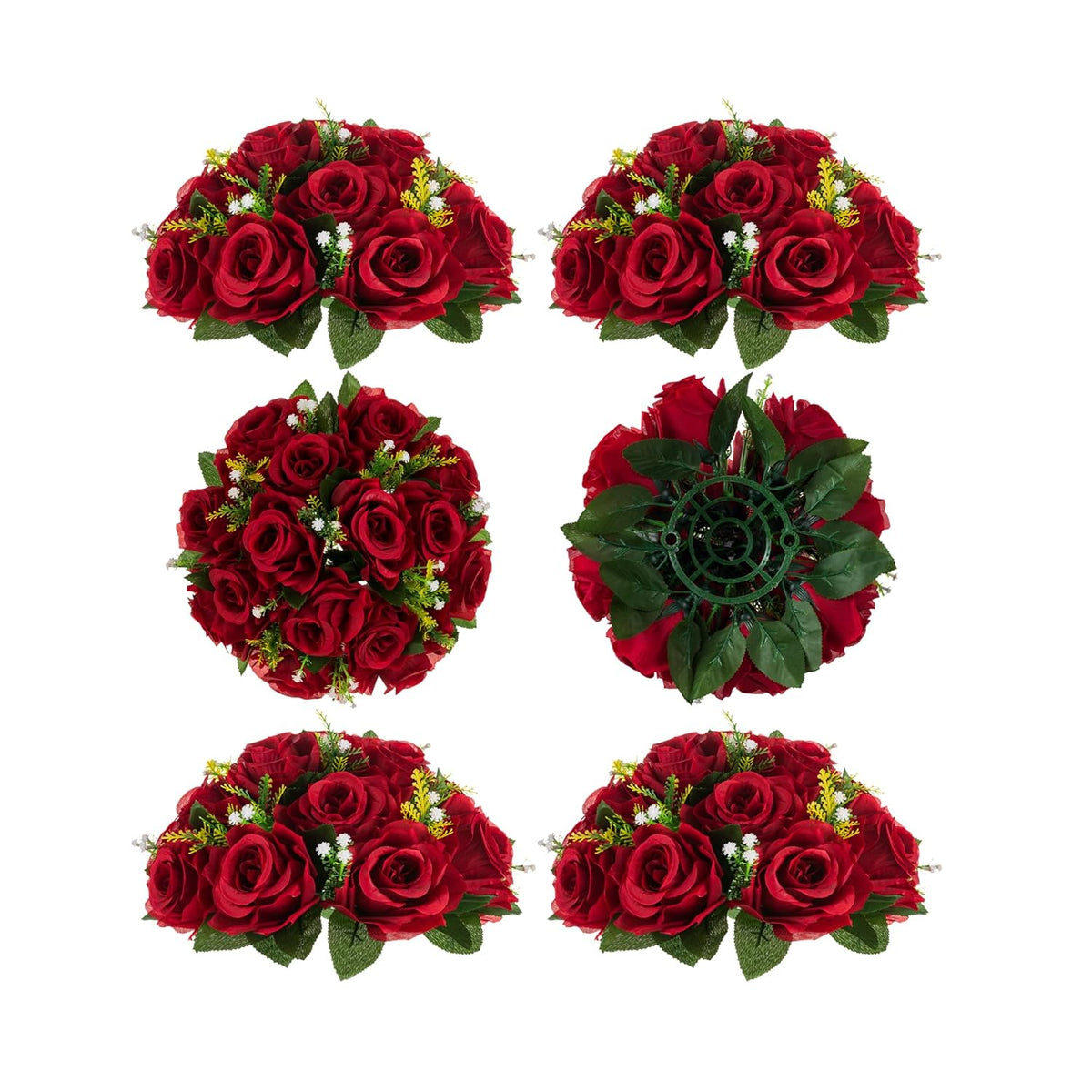 Flower Balls Wedding Rose Centerpieces: 6 Pcs Crimson Fake Flowers Kissing Balls Decor Artificial Floral Arrangements Flower Bouquet Of Roses Home Party Table Diy Decorations