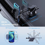 Phone Mount for Car Phone Holder [Military-Grade Suction & Stable Clip] Car Phone Holder Mount Windshield Dashboard Air Vent Universal Automobile Mount Fit for All iPhone Android Smartphones