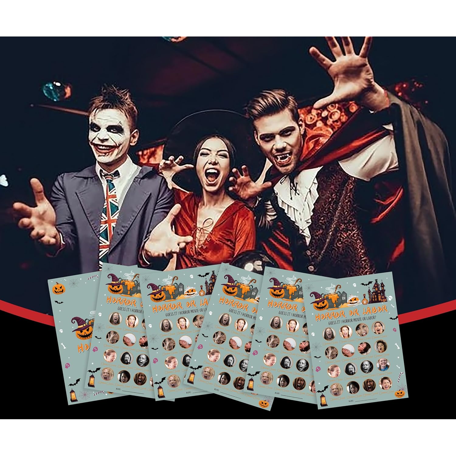 Halloween Party Horror Or Labor Baby Shower Game - 30 Players, Funny Games For Gender Reveal Party - Hol01