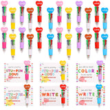 24 Set Mini Multicolor Pens In One Valentine 4-In-1 Ballpoint Pen Pens With Valentine'S Day Cards For Valentine'S Day Party School Students Office Exchange Gift