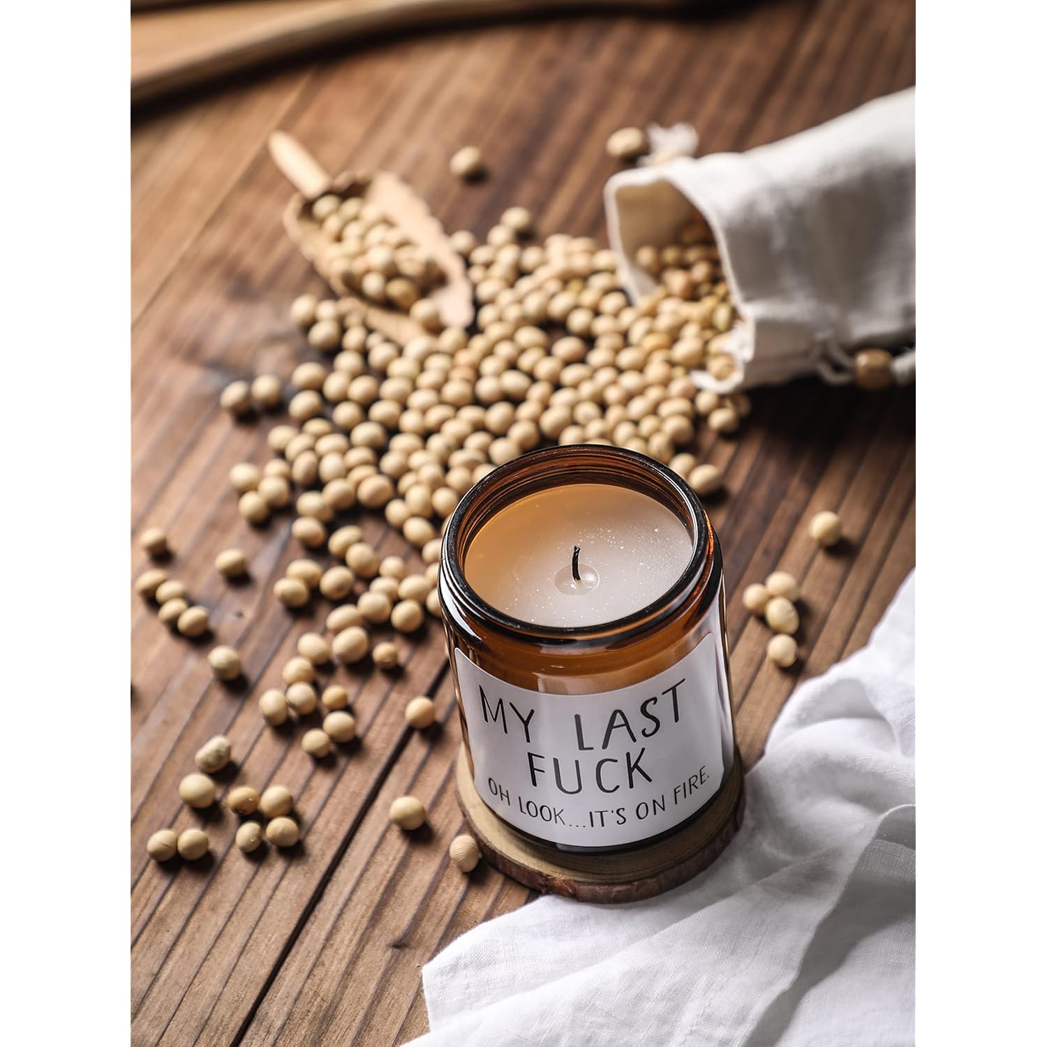 Funny Gifts For Women And Men, My Last Fuck Oh Look It'S On Fire Candle, Cool Funny Birthday Gag Gift For Her, Friends, Bff, Coworkers, Sandalwood & Rose Scented Candle,7Oz
