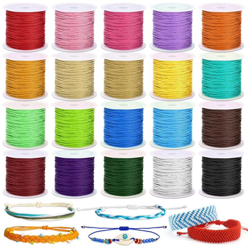 20 Rolls Wax String For Bracelet Making, Waxed Thread Bracelet Cord, W