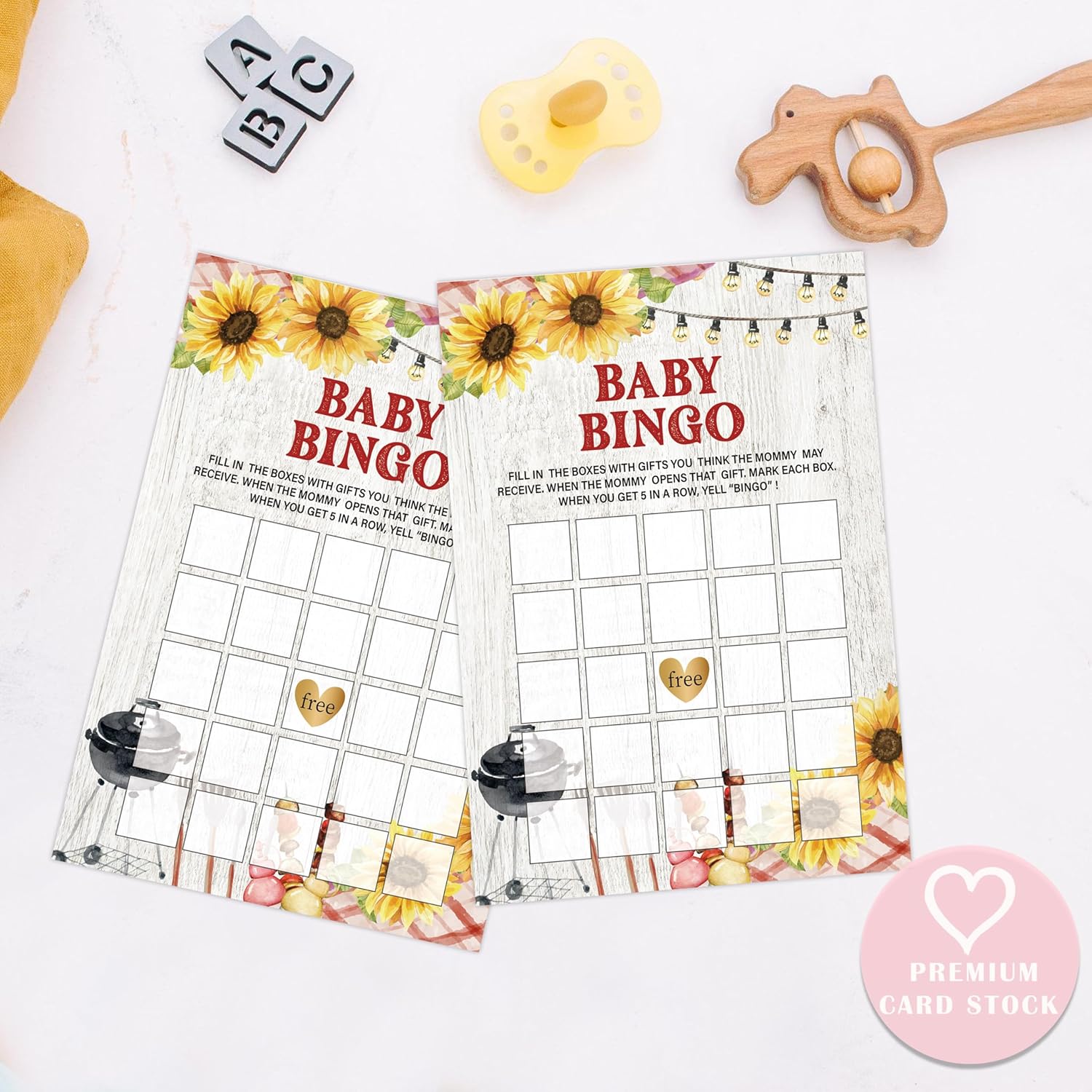 Bbq Baby Bingo Game, Baby Shower Games, Pack Of 30 Game Cards, Gender Neutral Boy Or Girl - Fa20