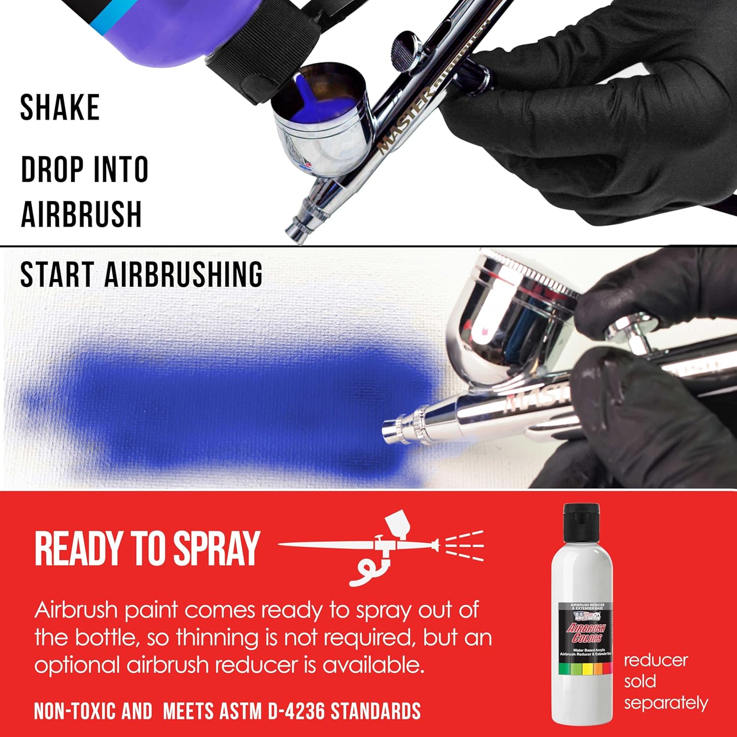 Transparent Bright Red Acrylic Special Effects Airbrush Paint - 8Oz Ready To Spray Air Brush Paint For Nails, Models, Fabric - Water-Based Air Brush Painting