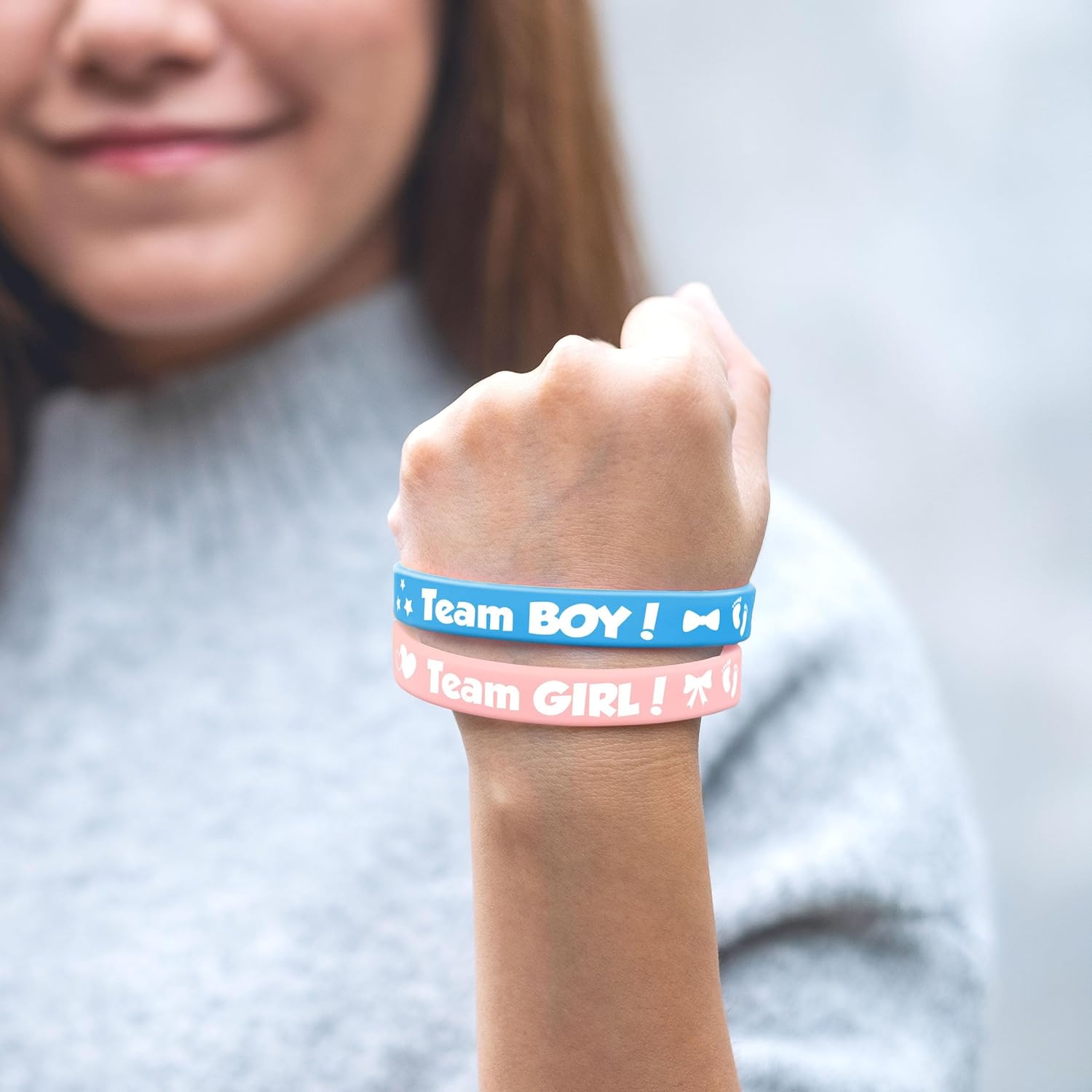 48Pcs Gender Reveal Silicone Bracelets Team Boy And Team Girl Rubber Wristband For Baby Shower Theme Party Decorations Supplies 2 Styles