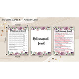 Retirement Feud Co-Worker Party Game - Purple Floral Retirement Ideas Activities Supplies Decorations (30 Game Cards & 1 Answer Card) - B06