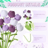 15 Pcs Crochet Tulips Flowers 16.5 Inches Handmade Crochet Tulips Artificial Dark Purple Violet White Knitted Tulipanes Fake Finished Bouquets Decoration Gift For Birthday Valentine Mother Day
