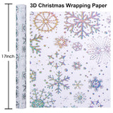 3D Kraft Christmas Wrapping Paper Roll, Silver Glitter Snowflake Wrapping Paper, Classy Flakes Snowflake Silver Christmas Gift Wrap For Winter Holiday, Festive Celebration (17 Inch X 33 Feet)