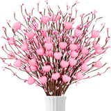 26Pcs Valentines Decorations Pink Heart Picks - Valentine Artificial Berry Stems Decor For Home Vase Table Centerpiece