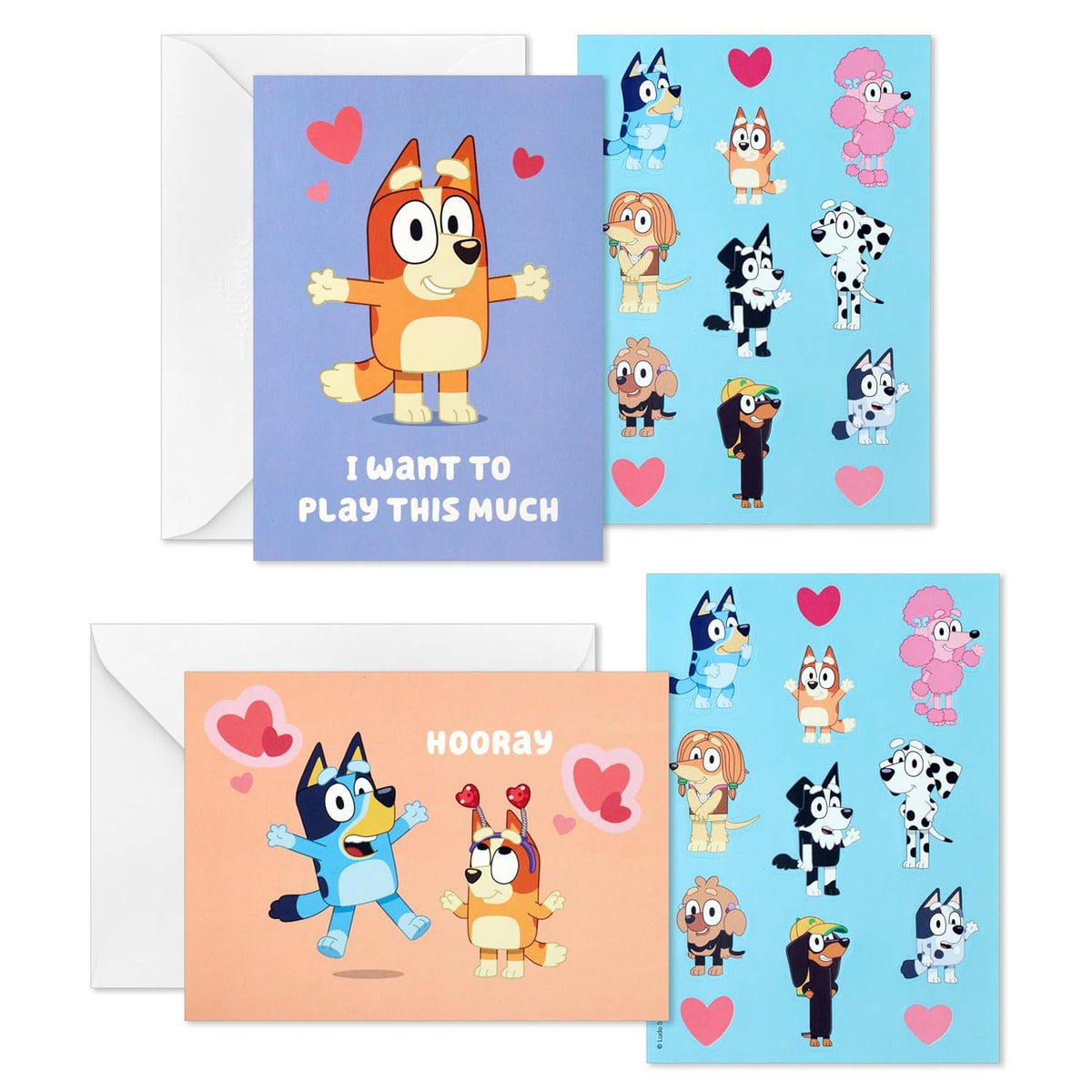 Hallmark Bluey Valentine's Day Cards and Stickers for Kids School (24 Classroom Valentines with Envelopes)