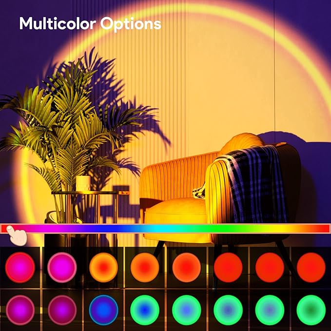 Sunset Lamp Projection LED Light with Remote Multicolor 360° Rainbow Night Light