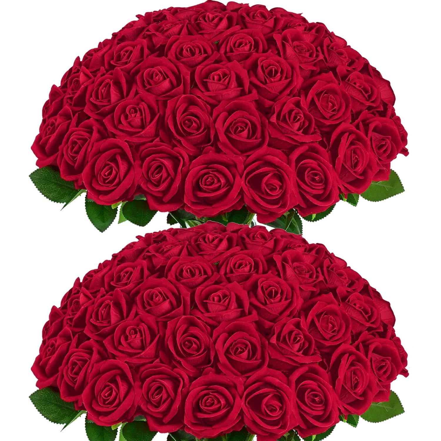 50 Pcs Red Roses Artificial Flowers, Real Touch Velvet Roses Bouquet Fake Flowers Bulk, Artificial Roses With Long Stems For Valentines Day Gift Diy Bridal Wedding Centerpiece Decorations