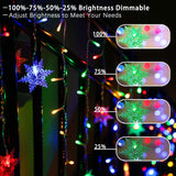 Christmas Snowflake Icicle Lights - Connectable 40Ft 360 Leds Multicolor/Warm White 20 Color Changing Waterproof Outdoor