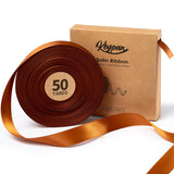 Copper Satin Ribbon 7/8 Inch X 50 Yards Double-Faced Polyester Ribbons For Bows Crafts Gift Wrapping Christmas Flower Bouquet Fall Wedding