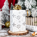 Christmas Wrapping Paper Roll - 3D Embossed Silver Foil Metallic Shine Snowfalkes Gift Wrap For Christmas, Winter Holiday, New Year Celebration - Mini Roll - 17 Inch X 33 Feet