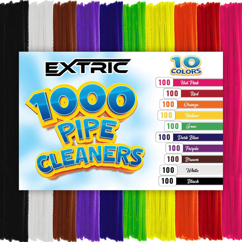 Pipe Cleaners- 1000 Pc. Pipe Cleaner 10 Assorted Colors Chenille Stems, Pipe C